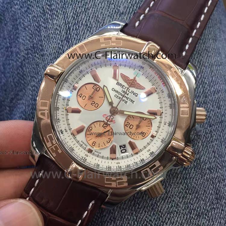 Breitling Chronomat B01 Copy Watch Rose Gold Bezel 46mm Mens